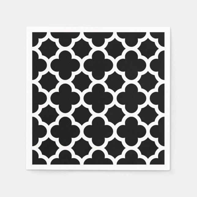 Serviette En Papier Cute Noir Blanc Rétro Chic Trellis Motif (Devant)