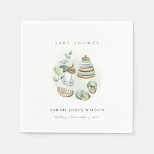 Serviette En Papier Cute Nursery Essential Baby shower vert feuille