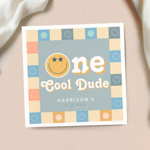 Serviette En Papier Cute One Cool Dude Boys 1er anniversaire