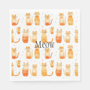 Serviette En Papier Cute Orange Chats Papier d'anniversaire Napkin