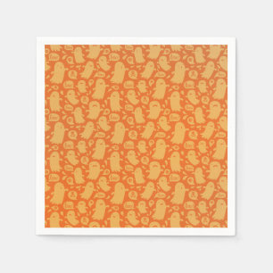 Serviette En Papier Cute Orange Ghosts Halloween