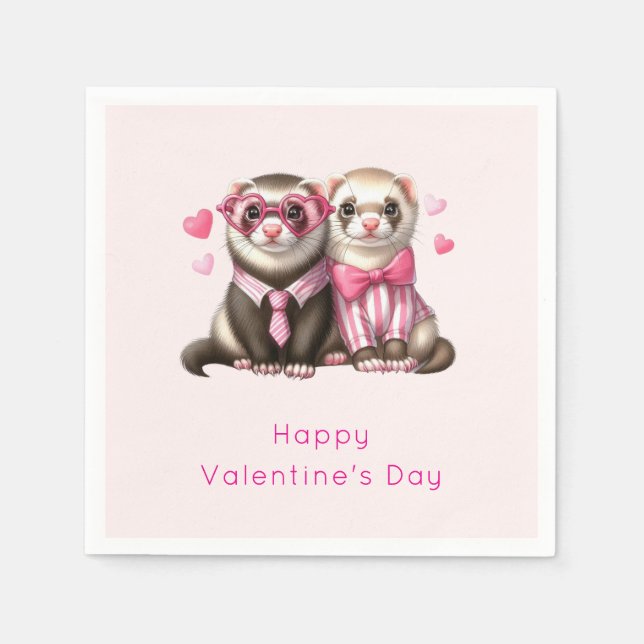 Serviette En Papier Cute Otter Couple dans Love Valentine's Day (Devant)