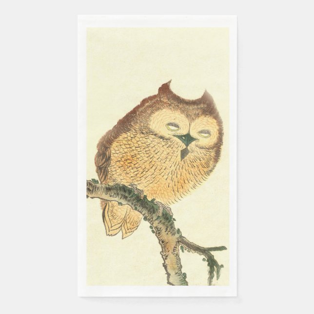 Serviette En Papier Cute Owl - Élégant Art Japonais (Devant)