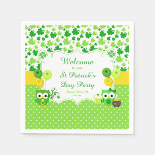 Serviette En Papier Cute Owls St Patrick's Day Party