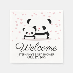 Serviette En Papier Cute Panda Baby shower Bienvenue serviettes