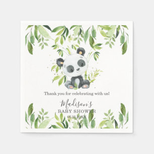 Serviette En Papier Cute Panda Green Baby shower Bamboo Anniversaire