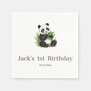 Serviette En Papier Cute Panda Green Bamboo fête d'anniversaire