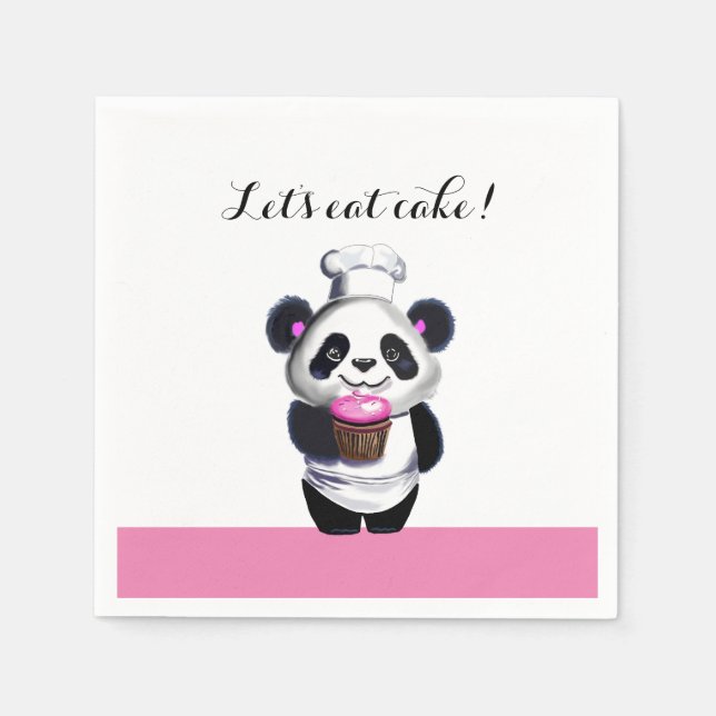 Serviette En Papier Cute Panda Ours Anniversaire Papier (Devant)