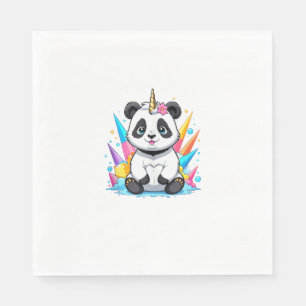 Serviette En Papier Cute Panda Riding Unicorn Girls Femmes Rainbow Tan