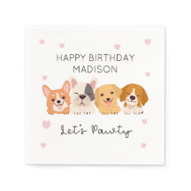Cute Papier Puppy serviettes Lit Vaisser Pawty