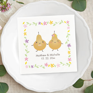Serviette En Papier Cute Parfait Pear Floral Wreath Mariage Whimsical