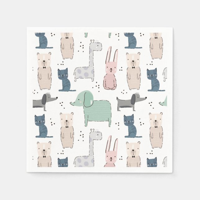 Serviette En Papier Cute Pastel Baby Motif animal (Devant)