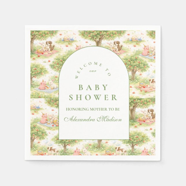 Serviette En Papier Cute Pastel Barnyard Celebration Baby Shower (Devant)