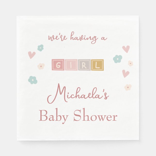 Serviette En Papier Cute Pastel Bloque Le Baby shower Fille (Devant)