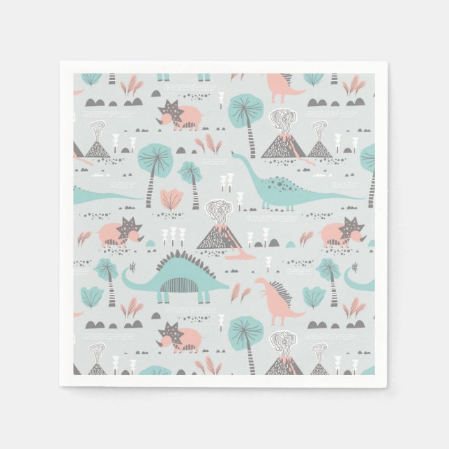 Serviette En Papier Cute Pastel Dinosaur Motif (Devant)