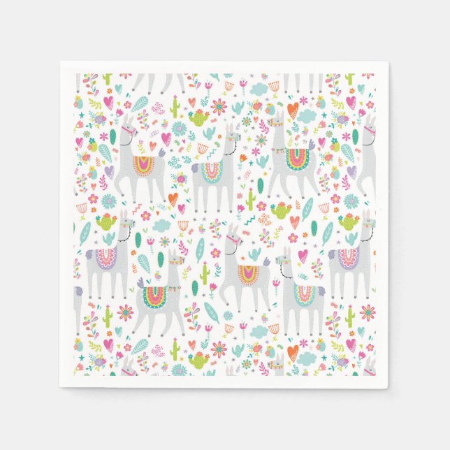 Serviette En Papier Cute Pastel Llama Motif (Devant)