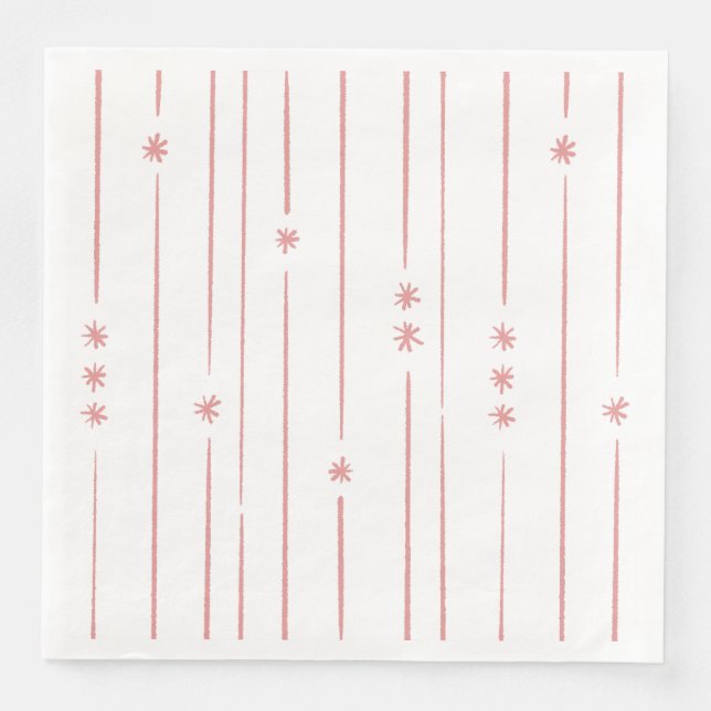 Serviette En Papier Cute Pastel Pink Stripes et Star Dust (Devant)