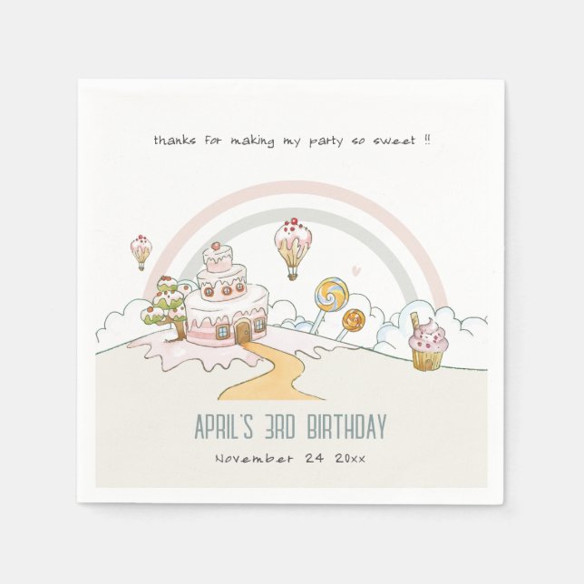 Serviette En Papier Cute Pastel Sweet Time Candy Land Anniversaire de  (Devant)
