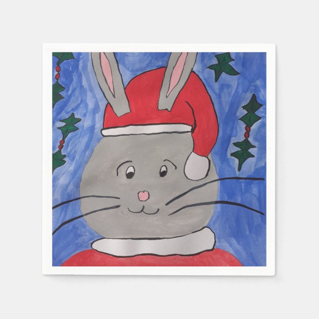 Serviette En Papier Cute Père Noël Bunny (Devant)