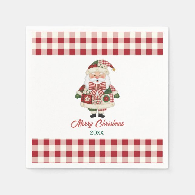 Serviette En Papier Cute Personalized Santa Christmas Holiday (Devant)