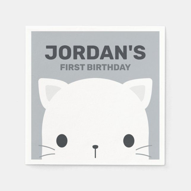 Serviette En Papier Cute Petit Chat Anniversaire Napkins (Devant)