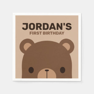 Serviette En Papier Cute Petit Ours Brown Anniversaire