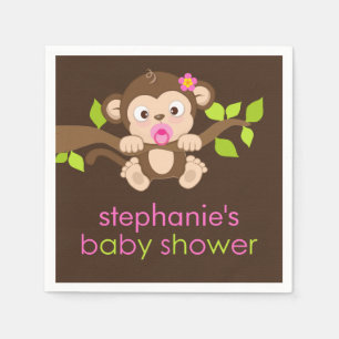 Serviette En Papier Cute Petit Singe Fille Baby shower Papier