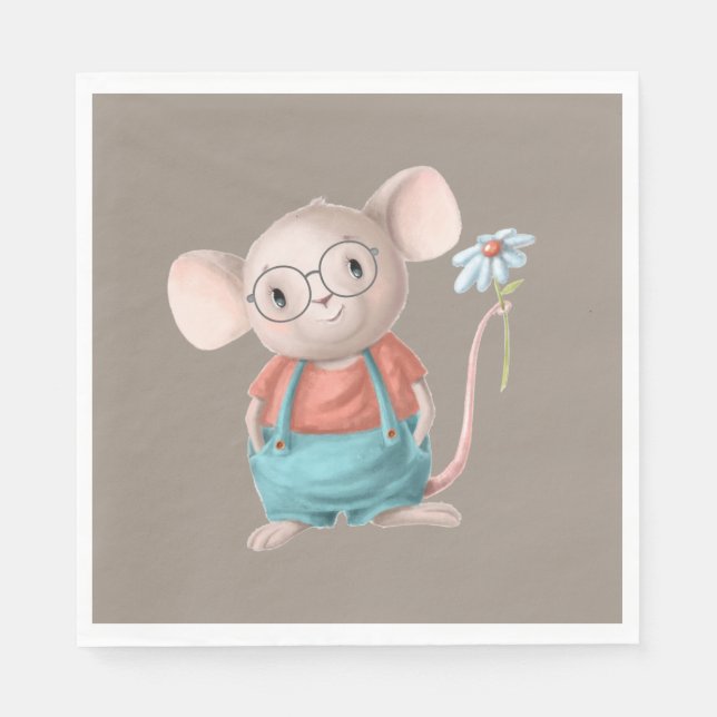 Serviette En Papier Cute Petite Souris Animal Cartographie Plaques de  (Devant)