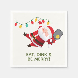 Serviette En Papier Cute Pickleball Père Noël White Christmas Party