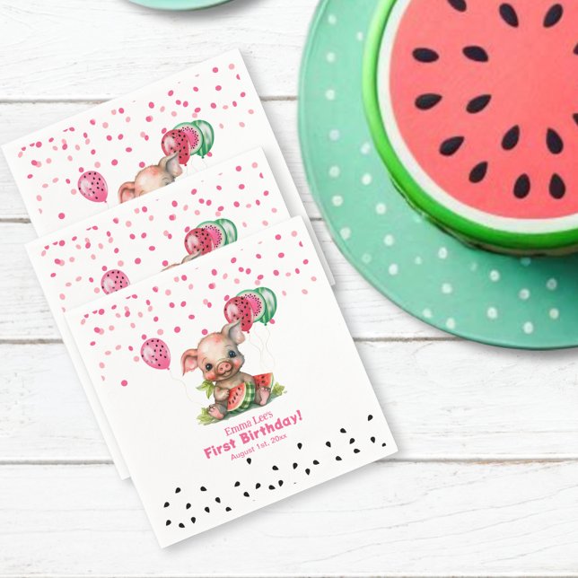 Serviette En Papier Cute Piglet Manger Watermelon Papier d'anniversair (Créateur téléchargé)