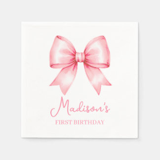 Serviette En Papier Cute Pink Bow Girl First Birthday