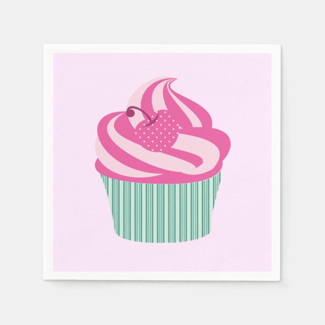 Serviette En Papier Cute Pink Cupcake Pastel Pink (Devant)