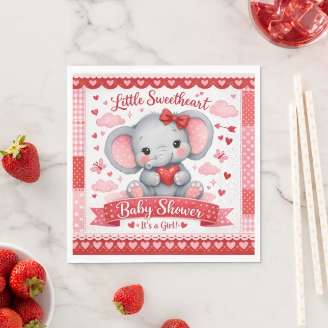 Serviette En Papier Cute Pink Elephant Baby Shower Welcome Sign  (En situation)