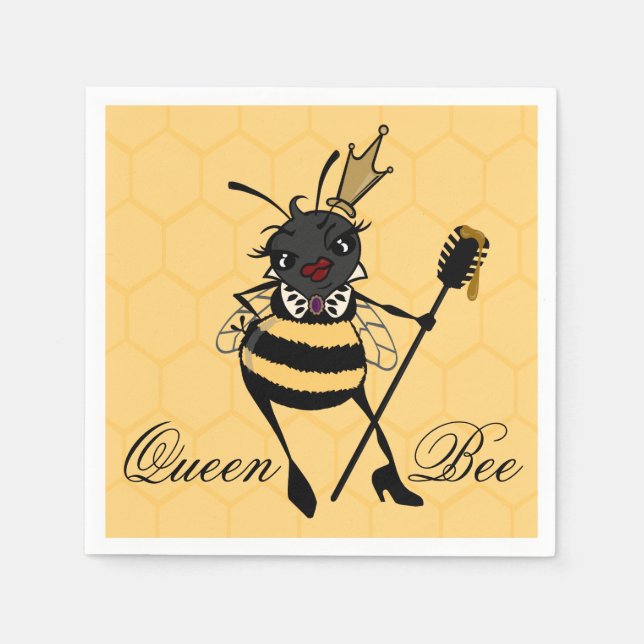 SERVIETTE EN PAPIER CUTE QUEEN BEE AVEC HONEYCOMB PAPER NAPKINS (Devant)