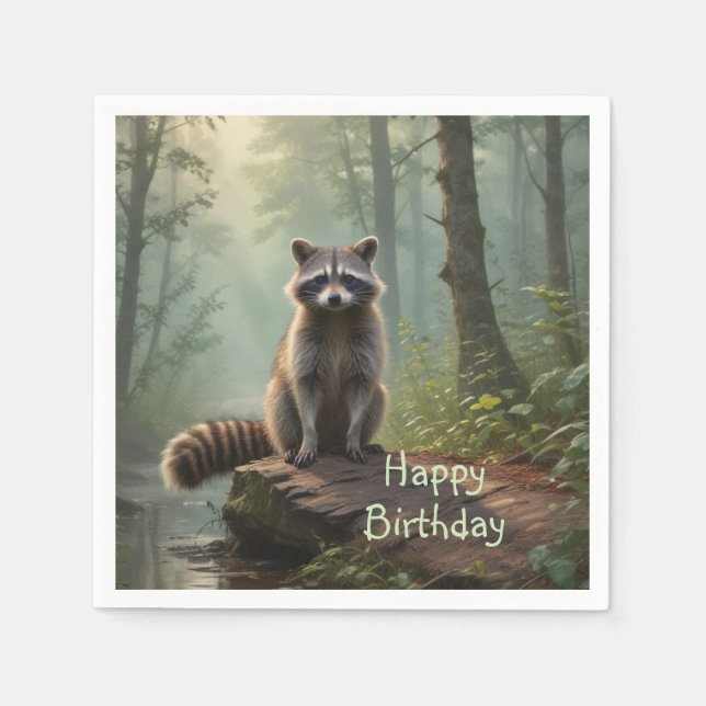 Serviette En Papier Cute Raccoon (Devant)