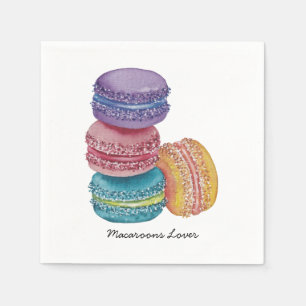 Serviette En Papier Cute Rainbow Macaroons In Watercolor