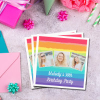 Cute Rainbow Photo Collage Personnalisé Anniversai