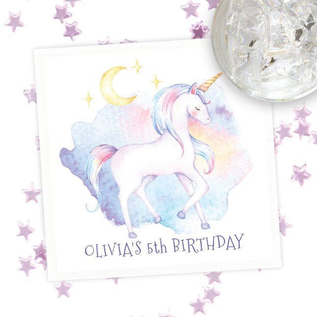 Serviette En Papier Cute Rainbow Unicorn Fête d'anniversaire fille (Créateur téléchargé)