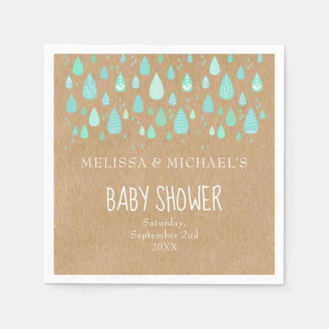 Serviette En Papier Cute Raindrops Couples Baby shower/Saupoudrer Rust (Devant)