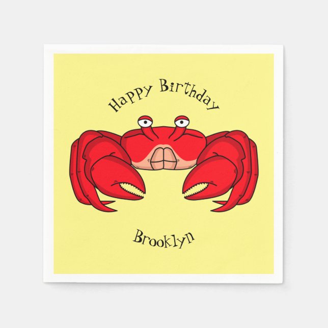 Serviette En Papier Cute red crab cartoon (Devant)