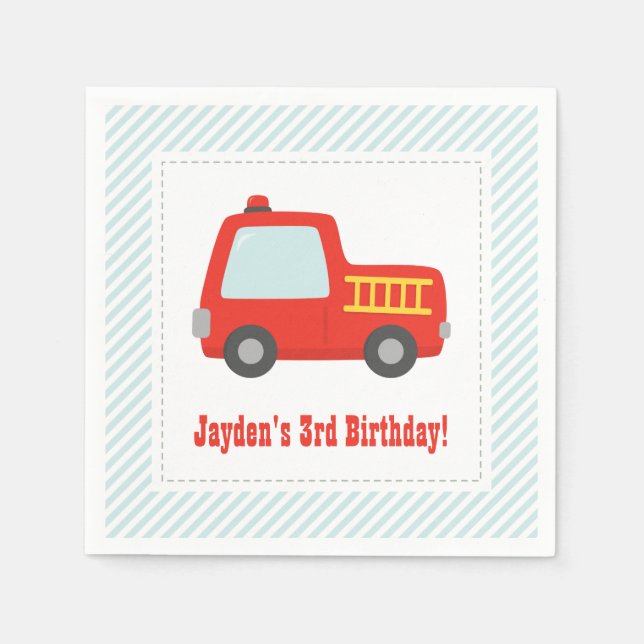 Serviette En Papier Cute Red Fire Truck Boys Anniversaire Fournitures (Devant)
