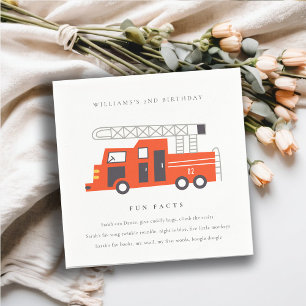 Serviette En Papier Cute Red Firetruck Engine Fun Facts Anniversaire