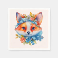 Cute Renard orange avec Couronne florale Anniversa