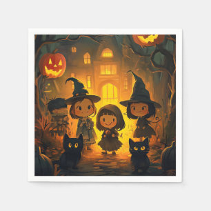 Serviette En Papier Cute Retro Vintage Halloween Enfants Ghost Citroui