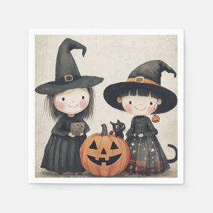 Serviette En Papier Cute Retro Vintage Halloween Enfants Tricoter ou t