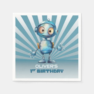 Serviette En Papier Cute Robot Thème 1er Anniversaire