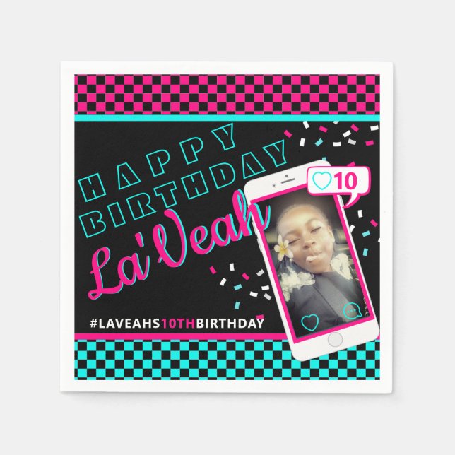 Serviette En Papier Cute Rose|Blue Social Media| Photo téléphone porta (Devant)