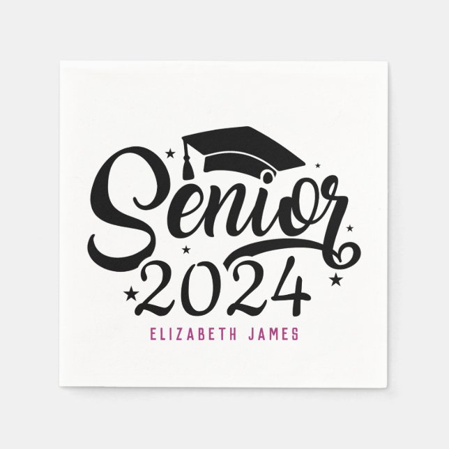 Serviette En Papier Cute Rose Chaud Lettres Senior Napkins (Devant)