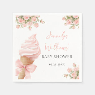 Serviette En Papier Cute rose Crème de glace Cone Bow Baby Girl Douche