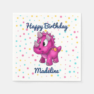 Serviette En Papier Cute rose Dinosaur Polkadot Party